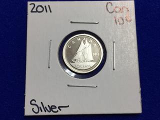 2011 Canada Silver Proof Ten Cent Coin.