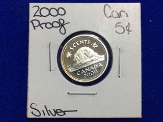 2000 Canada Silver Proof Five Cent Coin.