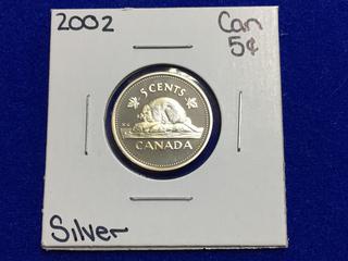 2002 Canada Silver Proof Five Cent Coin.