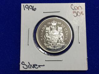 1996 Canada Silver Proof Fifty Cent Coin.