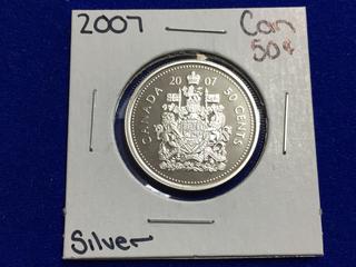 2007 Canada Silver Proof Fifty Cent Coin.