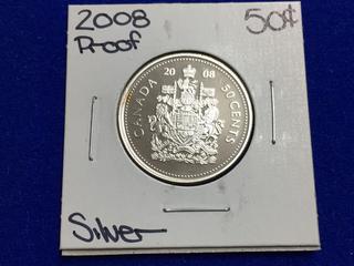 2008 Canada Silver Proof Fifty Cent Coin.