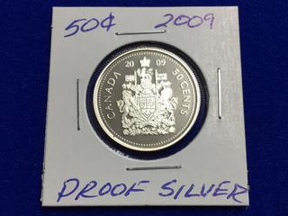 2009 Canada Silver Proof Fifty Cent Coin.