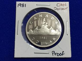 1981 Canada Silver Proof One Dollar Coin.