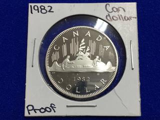 1982 Canada Silver Proof One Dollar Coin.