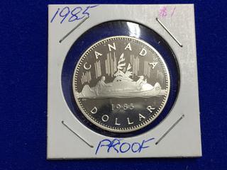 1985 Canada Silver Proof One Dollar Coin.