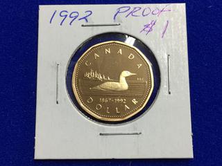 1992 Canada Proof One Dollar Coin.
