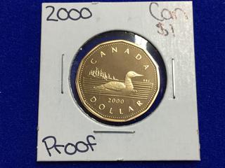 2000 Canada Proof One Dollar Coin.