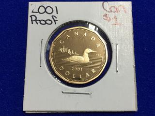 2001 Canada Proof One Dollar Coin.