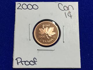 2000 Canada Proof One Cent Coin.
