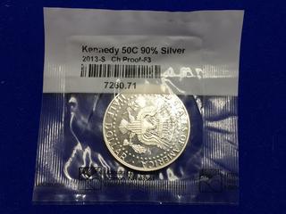 2013 United States Silver Proof Half Dollar Coin, "Kennedy".