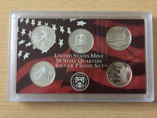 2008 United States Mint Fifty State Quarters Silver Proof Set.
