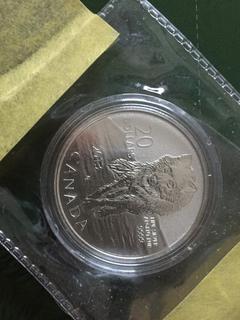 2013 Royal Canadian Mint Twenty Dollar .9999 Fine Silver Coin, "Wolf".