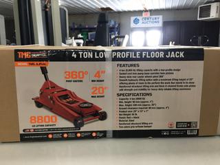 Unused TMG Industrial 4 Ton Low Profile Floor Jack, 20in. Max. Height, 4in. Ground Clearance, 360 Degree Caster Pivot, TMG-AJF04L. Control # 7087.