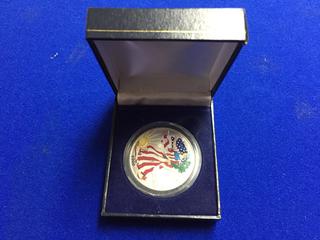 2000 United States One Ounce Fine Silver Colour Printed One Dollar Coin.