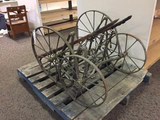 Antique Early 1800's Goat Buggy Frame w/ Brass Hubs, Complete. 