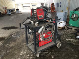 Lincoln Electric Invertec V350-Pro Welder w/ Line Feeder, Model# LN-7, Cable and Cart.