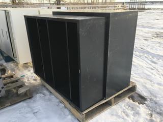 (1) Metal Filing Cabinet 18in x 35in x 40 1/2in H and (1) Metal Shelf 12 1/2in x 34 1/2in x 47in H.