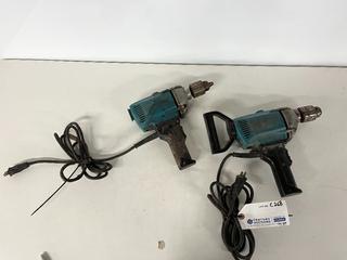 (2) Makita 13mm Electric Drills, 115V, 6.3A, 60Hz, 690W. 