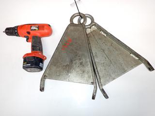 Black & Decker 9.6V Drill with Battery and (2) Brackets.