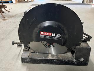 Metal Devil Model CSM14MB 14in Chop Saw with Extra Blade, 1300 RPM, 120V, 15A, 60Hz.