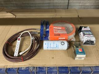 Assorted Filters, Wiring Harnesses, Coolant Tester and Air Hose.