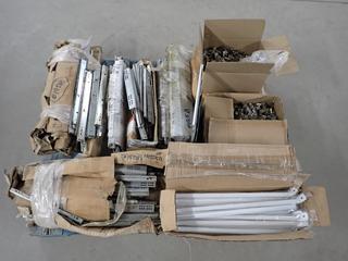 Pallet of Assorted Powder Coated Braces, Hinge Plates, Drawer Front Fixing and Sliding Brackets.