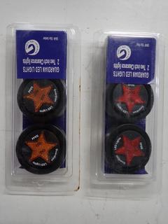 Quantity of Guardian LED 2-Pack 2in Clearance Lights, Star Amber SA44 and Star Red SR45.