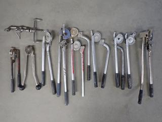 Assorted Pipe Benders and Strapping Tensioner.