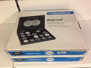 (2) Leuchtturm Presentation Cases For 10 Maple Leaf Silver Coins.