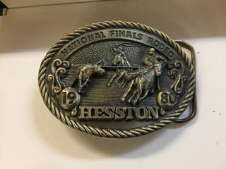 1980 National Finals Rodeo Hesston Belt Buckle.