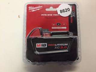 Unused Milwaukee M18 Red Lithium XC 3.0 Battery Pack.