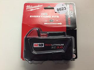 Unused Milwaukee M18 Red Lithium XC 3.0 Battery Pack.