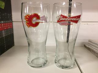 (2) Calgary Flames Budweiser Drinking Glasses.