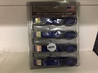 4pc 1 in x 8 ft Locking Tie Down Straps.