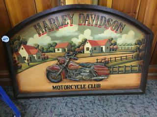 Harley Davidson Motorcycle Club Large Wall Art. 36 In. L x 24 In. H.