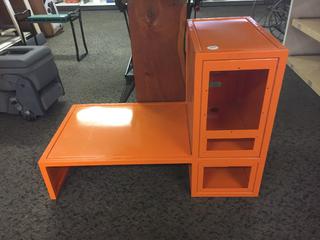 Orange Metal Locker/Shelf. 27 in. H x 38 in. L*Note: No Keys.