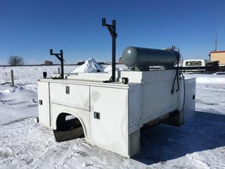 Knapheide 8 Ft. Service Body To Fit 1 Ton c/w Built In Air Compressor, Reel Hose, Tank, Retractable Top & Roll Out Work Table, Control # 7127.
