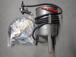 Sandblasting Pot c/w Pneumatic Gun, Hose and Extra Sandblaster Gun.