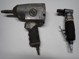 Pneumatic 1/2in Wrench and 1/4in Angle Die Grinder.