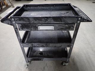 Metal Mobile Performance Tool 3-Shelf Utility Cart with Drawer.