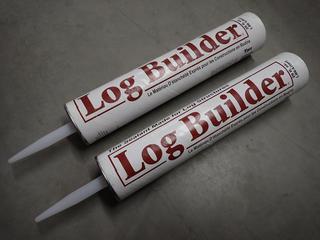 (8) Tubes of Log Builder Caulking and 5 Gallon Pail of Sashco Log/Deck Stain.