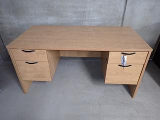 4-Drawer Wooden Desk, 60in x 30in x 29in.