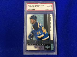 2001 Chris Pronger #45 UD Premier Collection Upper Deck Graded Hockey Card.