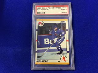 1990 Mats Sundin Score Rookie/Traded #100T Graded Hockey Card.