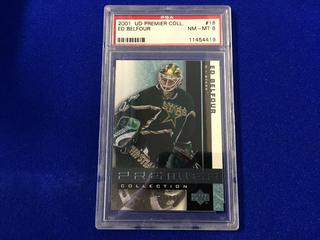 2001 Ed Belfour #18 UD Premier Collection 148/399 Upper Deck Graded Hockey Card.