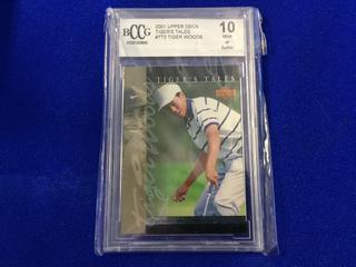 2001 Tiger Woods Tiger's Tales Upper Deck Graded Golf Card.