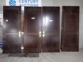 (4) Solid Wood Interior Doors, Approx. 36in x 1-3/4in x 94-1/2in. (WH)