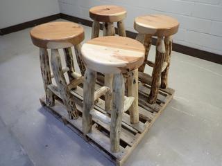 (4) Custom Built Juniper and Cedar Bar Stools, 30in Height. (AU)