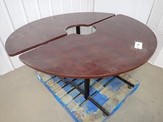 (2) Semi-Circle Office Tables, 60in x 30in x 29in Each. (WH)